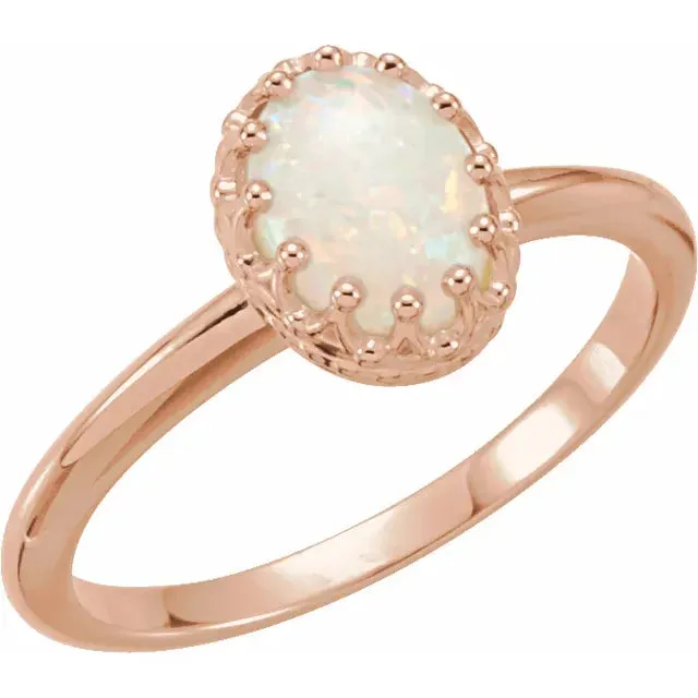 Oval Natural Opal Setting with Crown Basket Ring