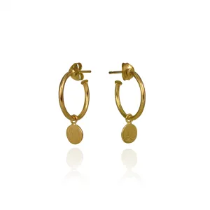 Paillete Drop Hoop Earrings Gold