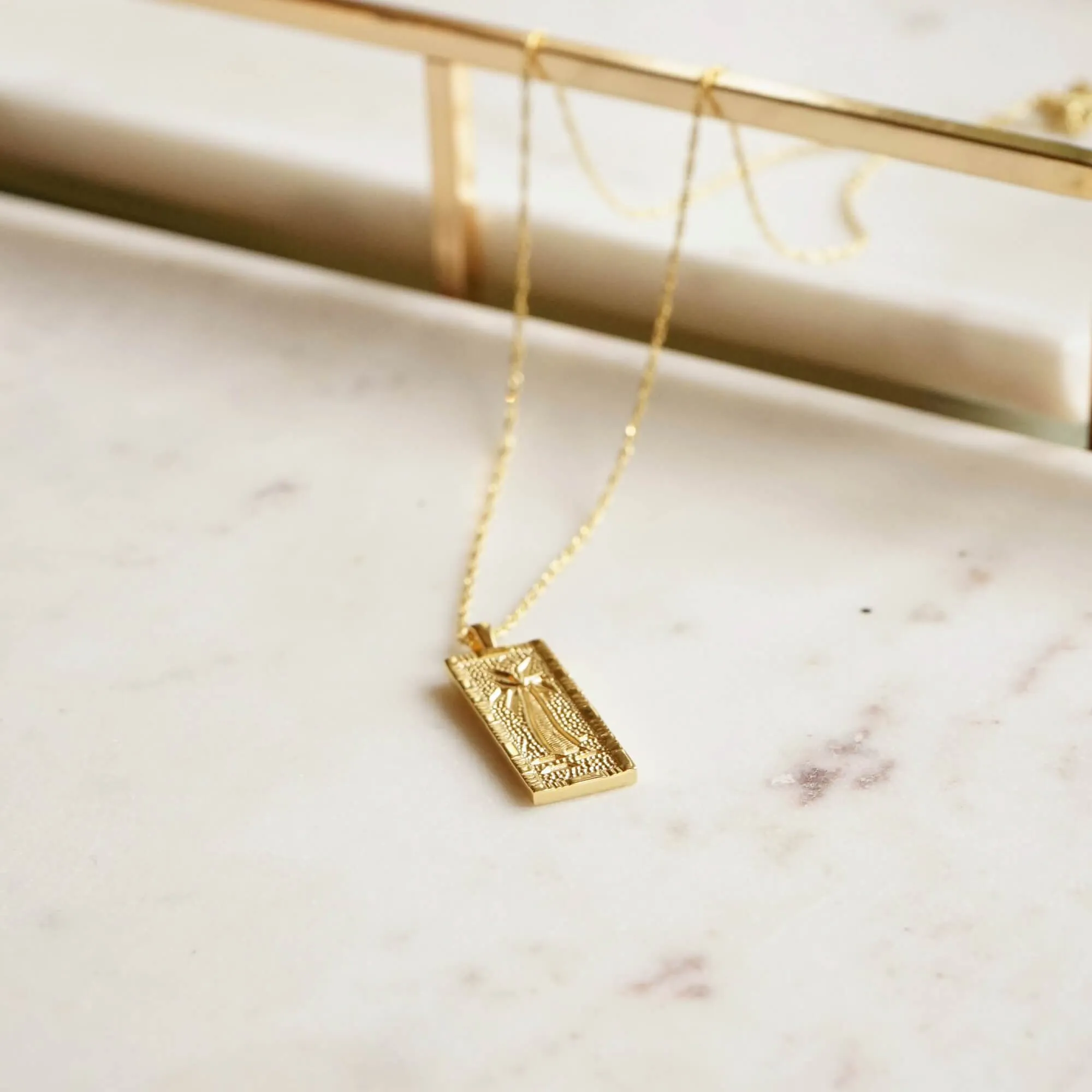 Palm Engraved Necklace 18ct Gold Plate