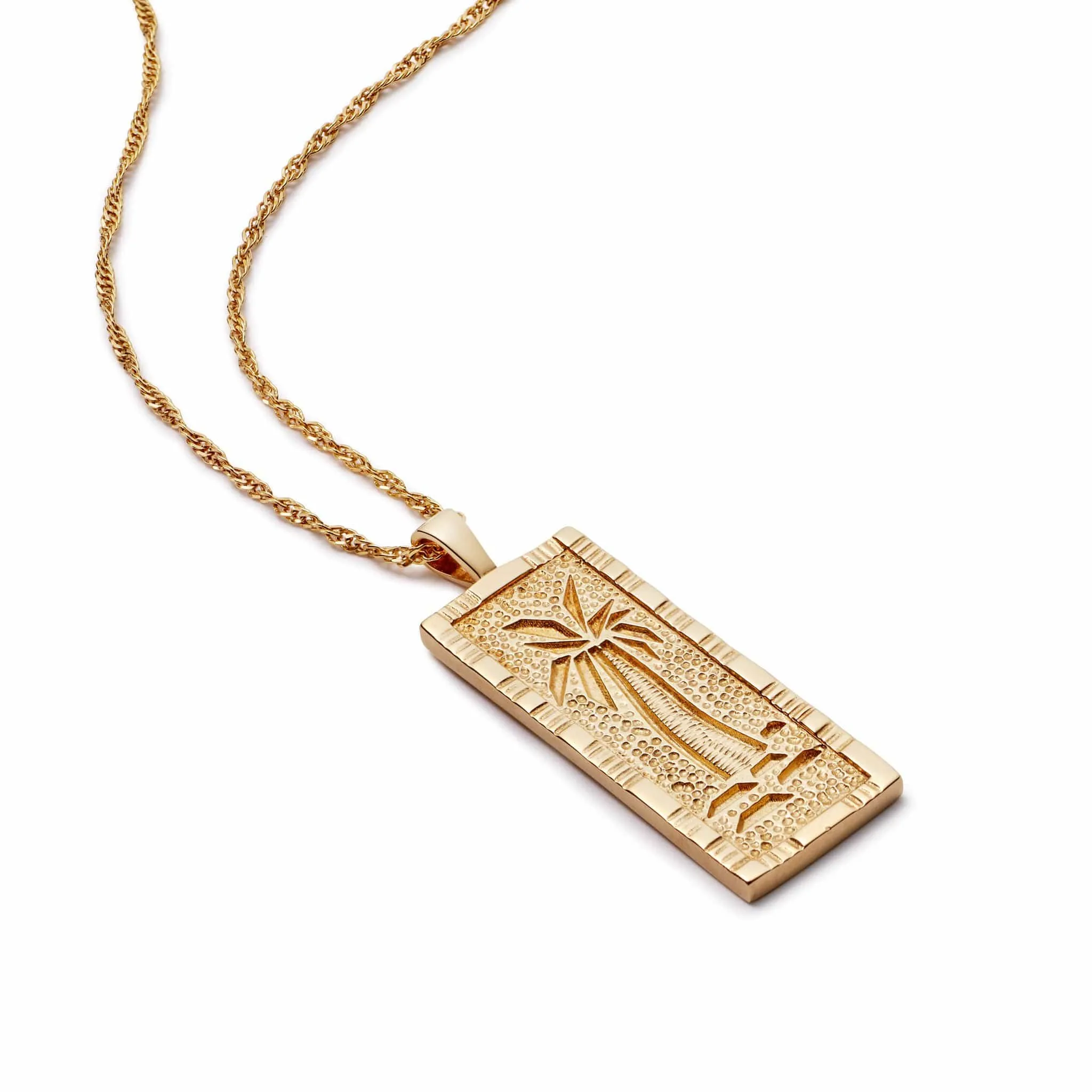 Palm Engraved Necklace 18ct Gold Plate