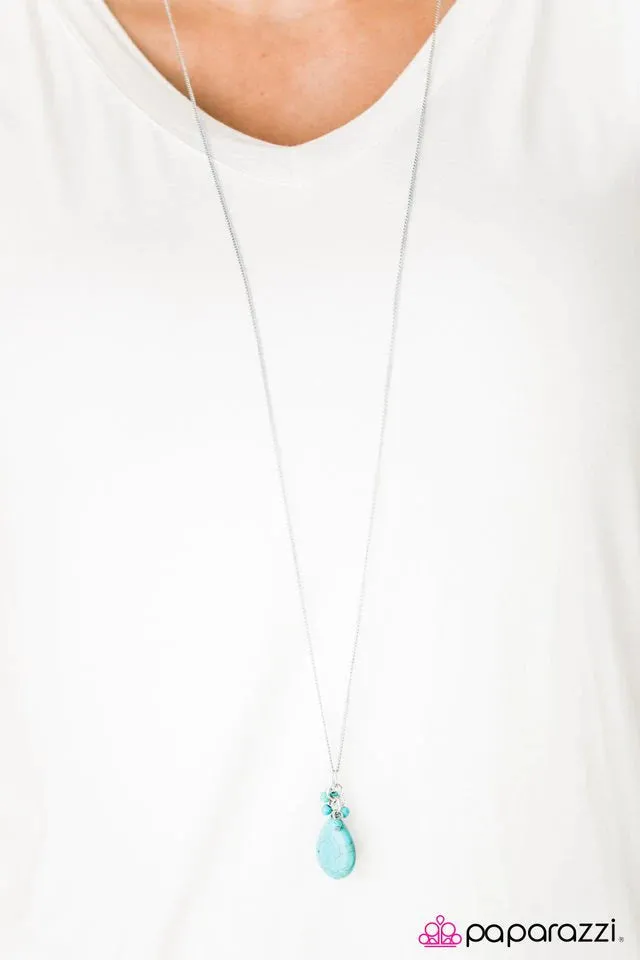 Paparazzi Necklace ~ Here Comes The Rain - Blue