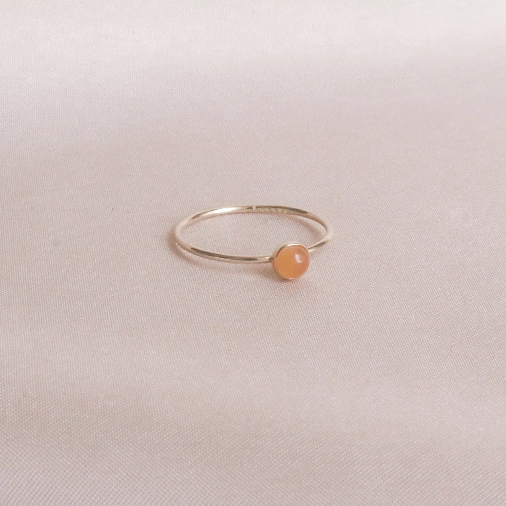 Peach Moonstone Minimalist 4mm Ring