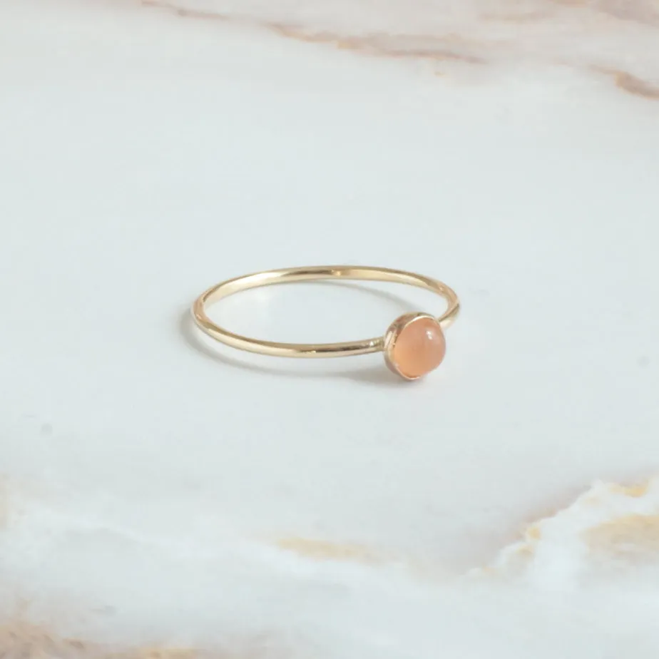 Peach Moonstone Minimalist 4mm Ring