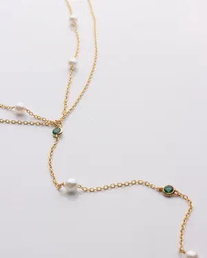 Pearl & Emerald Lariat Necklace