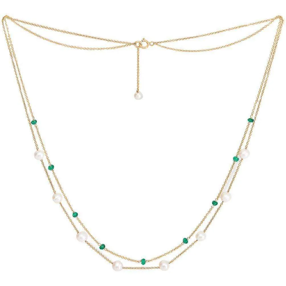 Pearls of the Orient Credo Emerald Fine Double Strand Necklace - Green/Gold