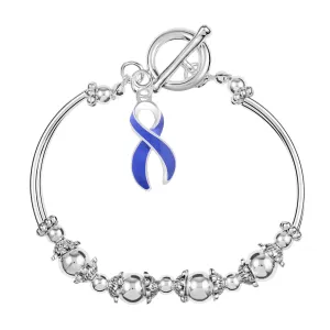 Periwinkle Ribbon Partial Beaded Charm Bracelets