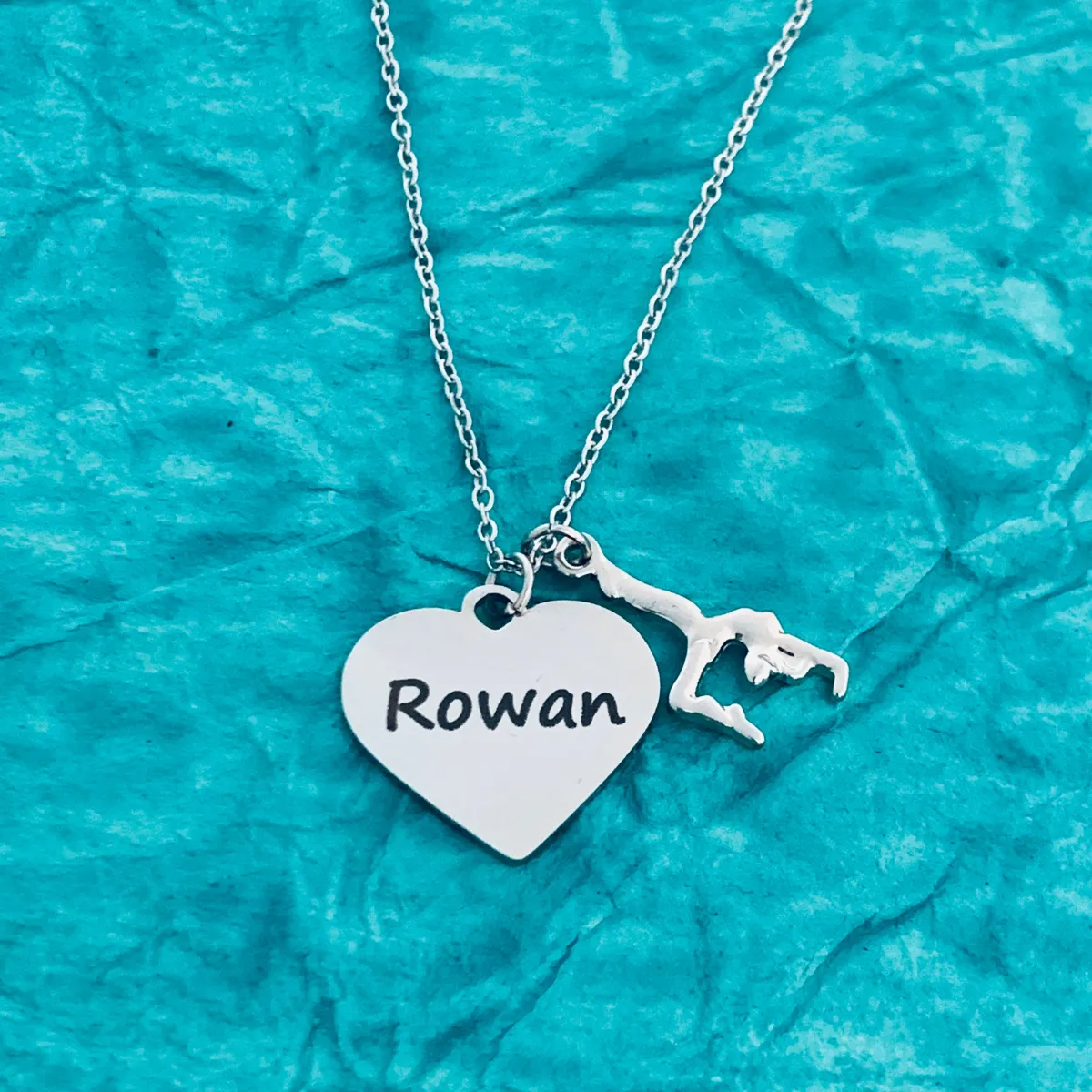 Personalized Engraved Gymnastics Heart Necklace