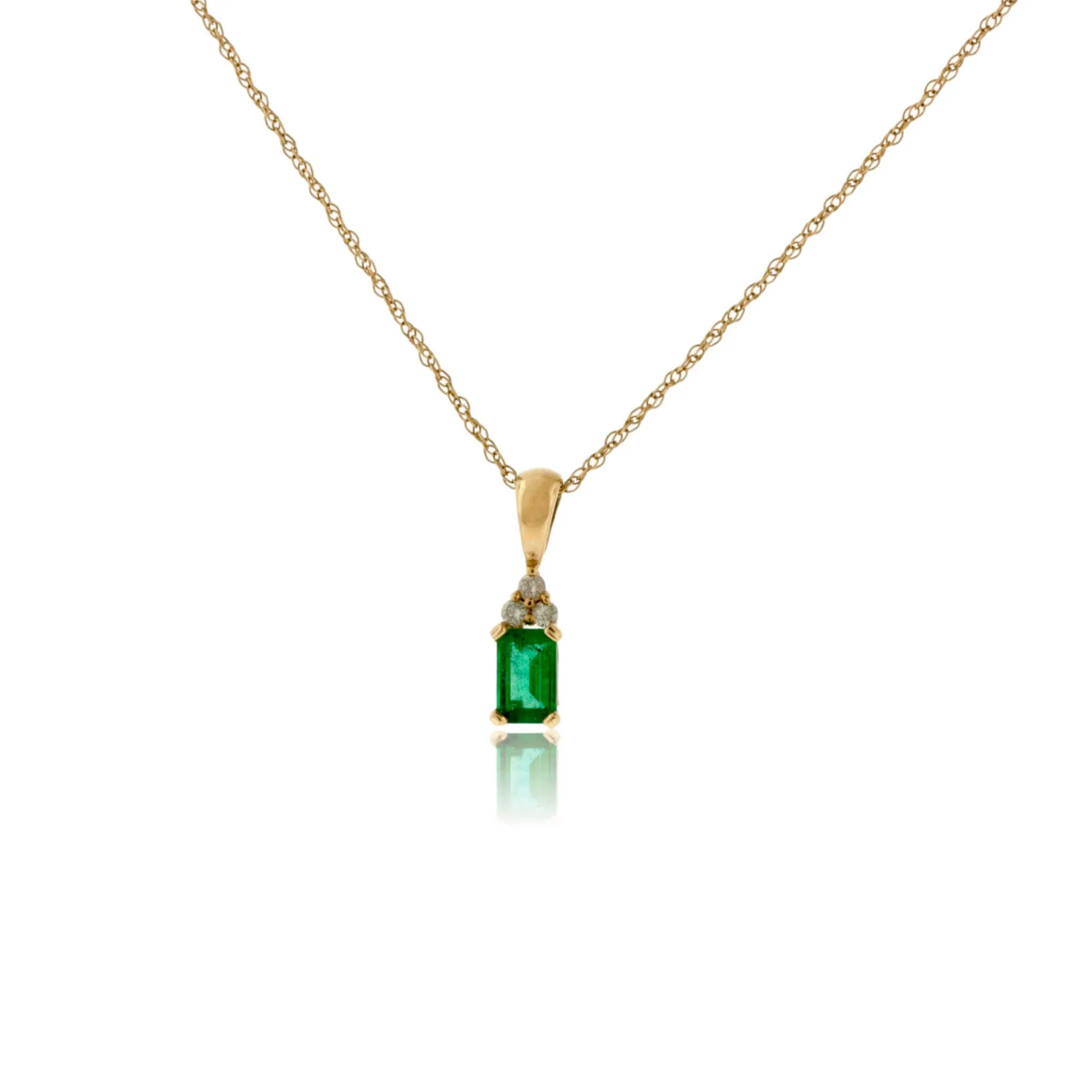 Petite Emerald-Cut Emerald and Diamond Pendant