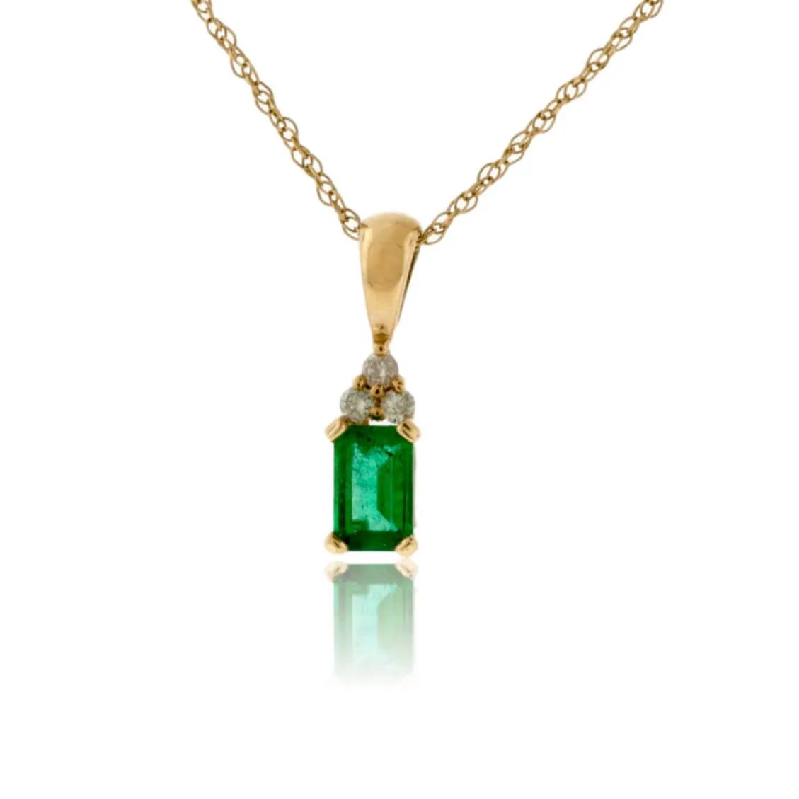 Petite Emerald-Cut Emerald and Diamond Pendant