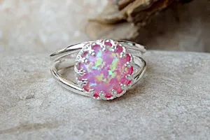 Pink Opal Silver Ring