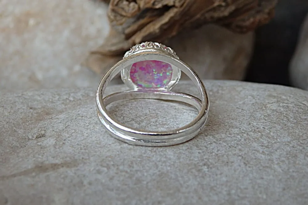 Pink Opal Silver Ring