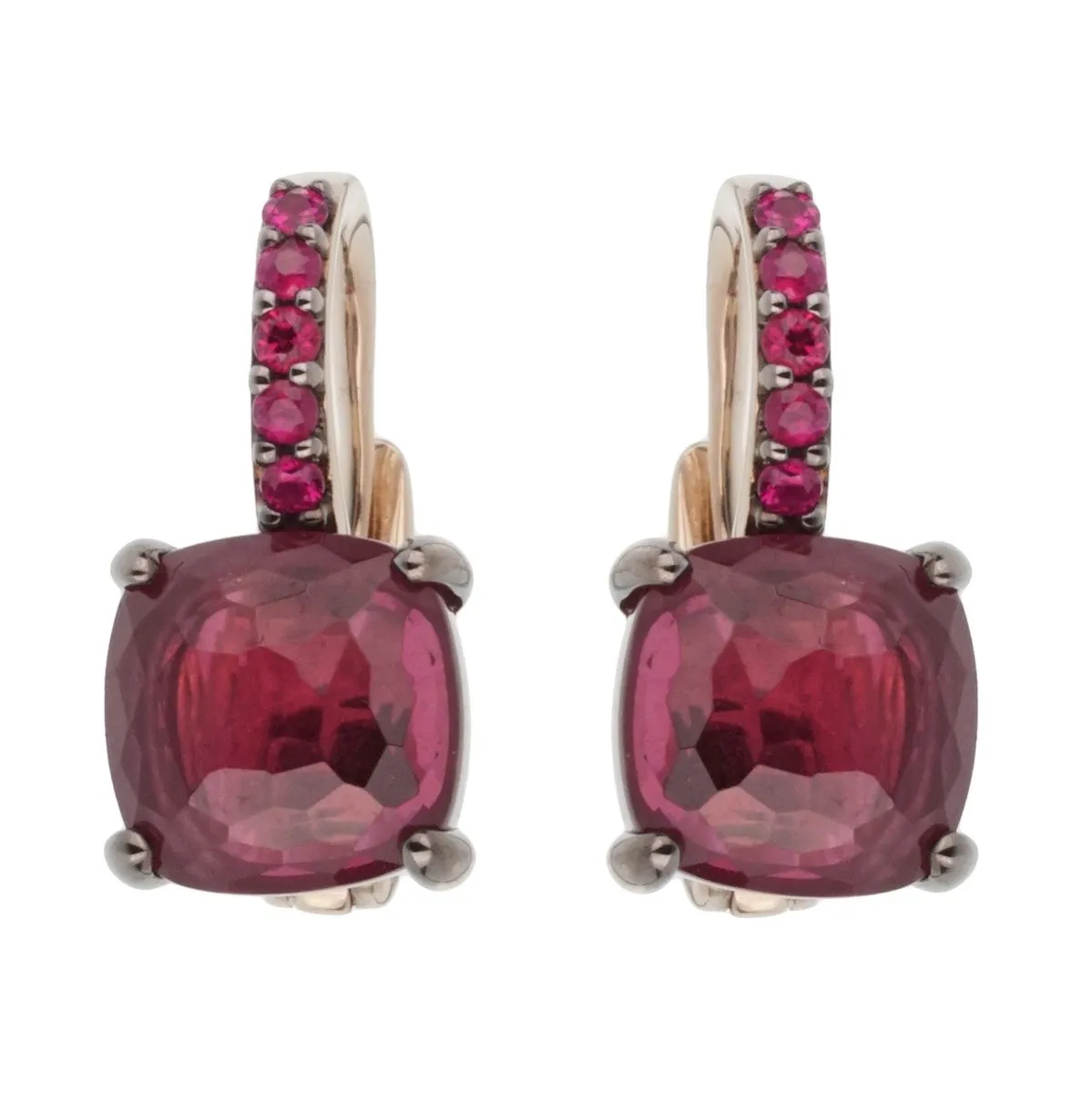 Pomellato 5.62 Carat Rhodolite Ruby White Gold Earrings