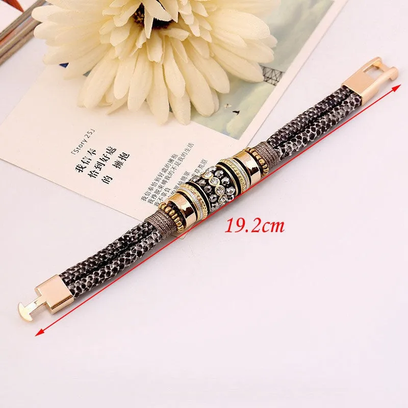 Punk Personality Leather Bracelet Hot HIgh-end 2 Colors Europe Bracelet Fashion Bracelet For Women Magnet Buckle