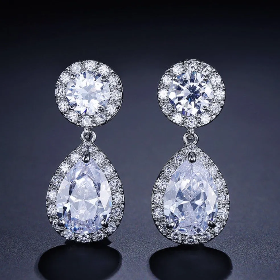 "Carla" - Cubic Zirconia Bridal Earrings - Available in Silver, Rose Gold and Yellow Gold