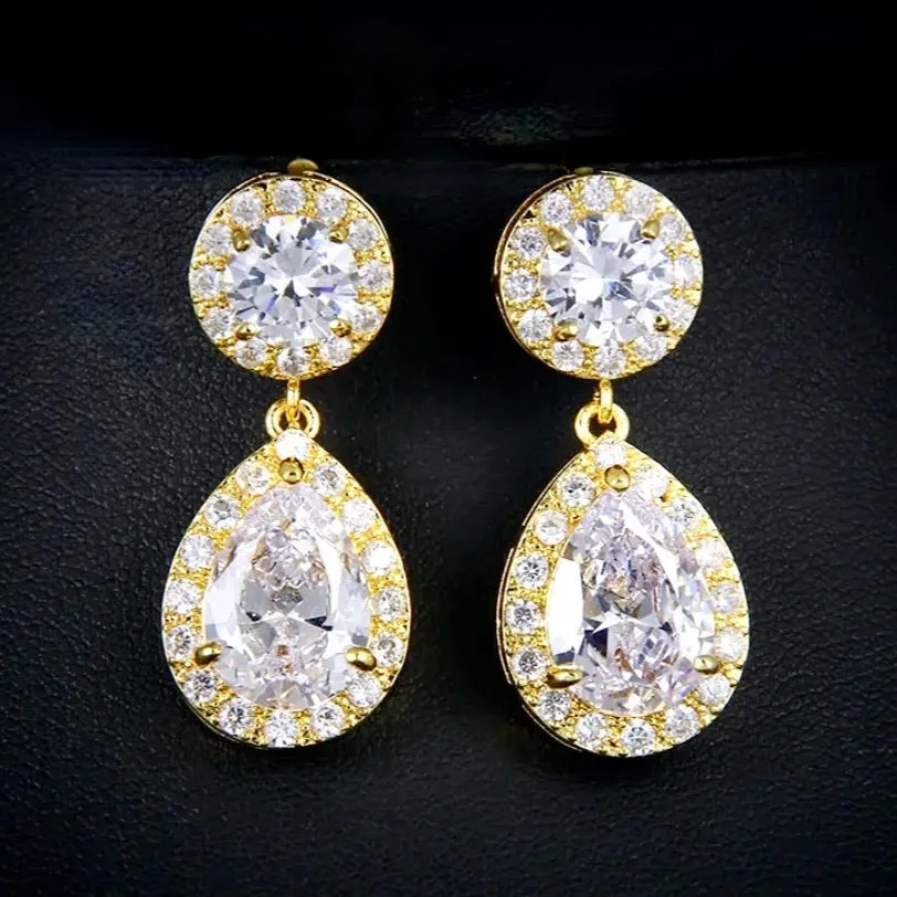 "Carla" - Cubic Zirconia Bridal Earrings - Available in Silver, Rose Gold and Yellow Gold