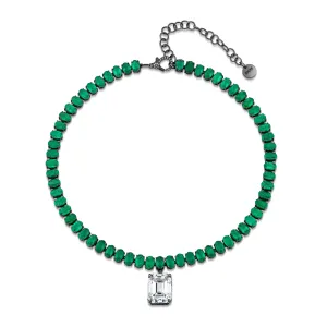 READY TO SHIP MEGA DRIP EMERALD TENNIS NECKLACE WITH GIA DIAMOND DROP