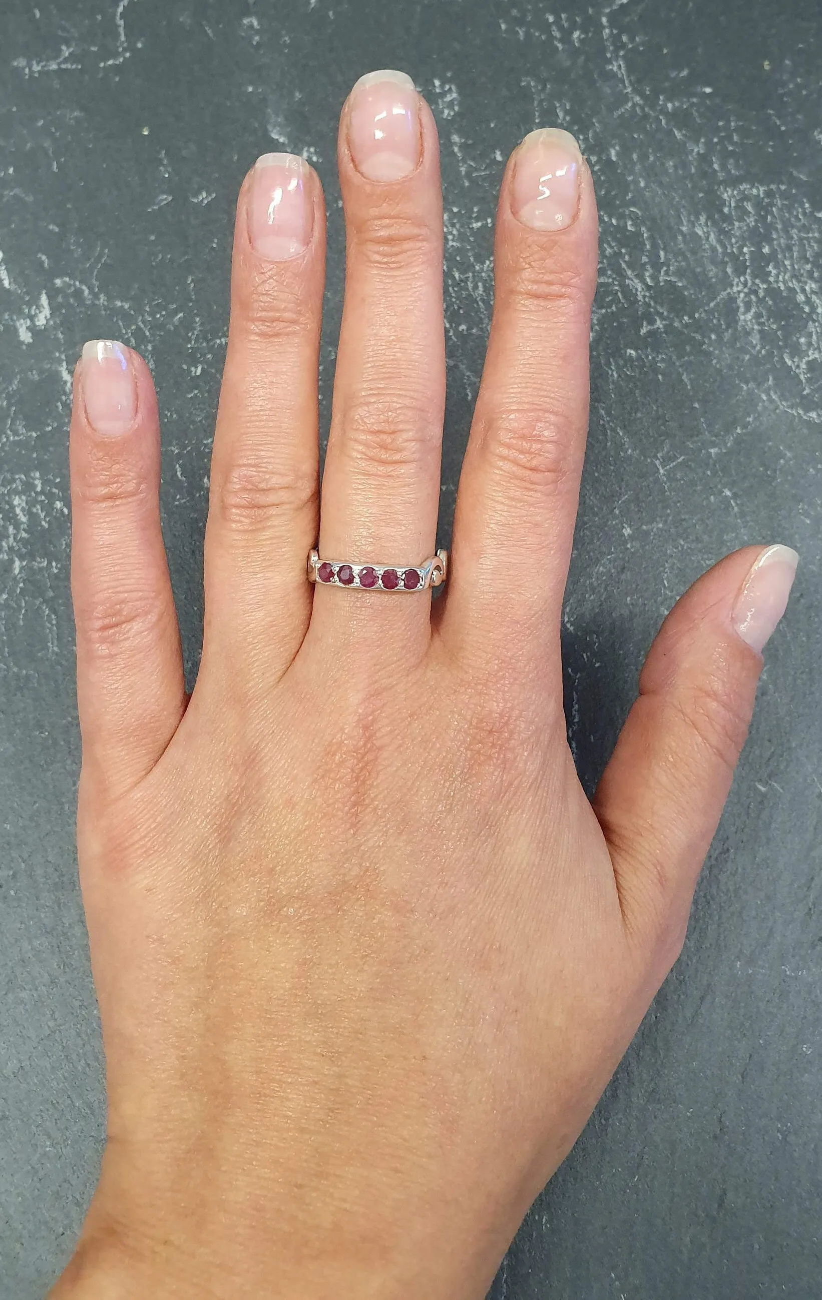 Red Bar Band - Natural Ruby Ring, July Birthstone Ring