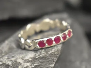 Red Bar Band - Natural Ruby Ring, July Birthstone Ring