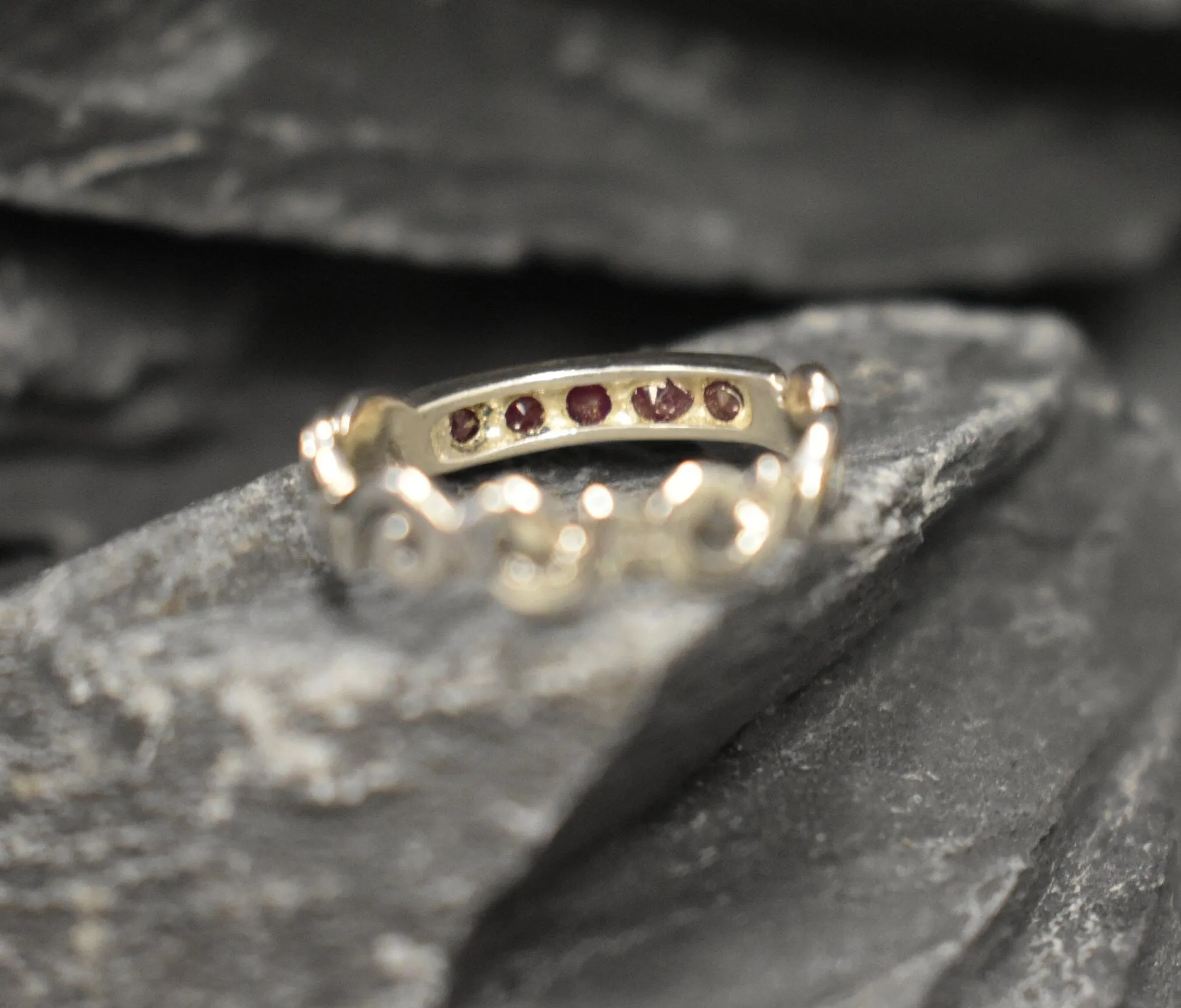 Red Bar Band - Natural Ruby Ring, July Birthstone Ring