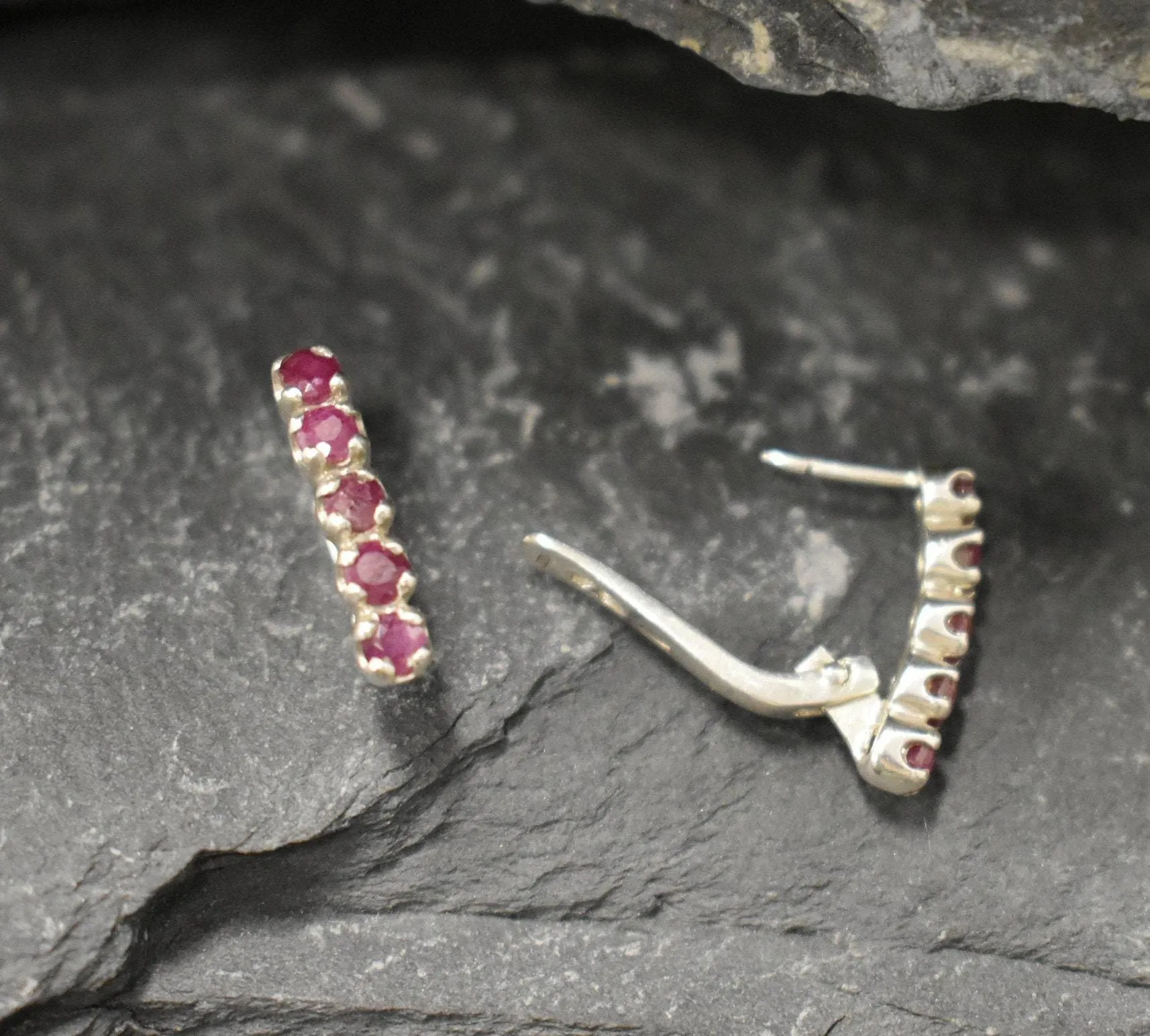 Red Drop Earrings - Natural Ruby Earrings, Long Red Earrings