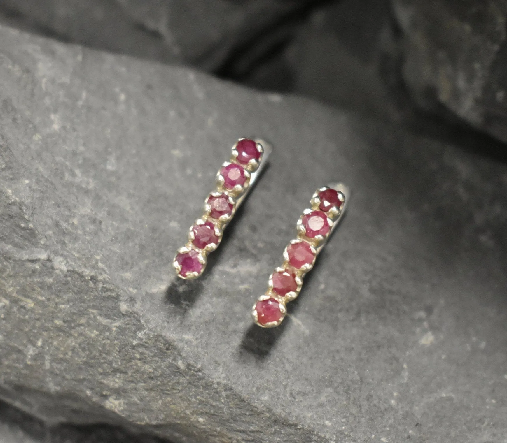 Red Drop Earrings - Natural Ruby Earrings, Long Red Earrings