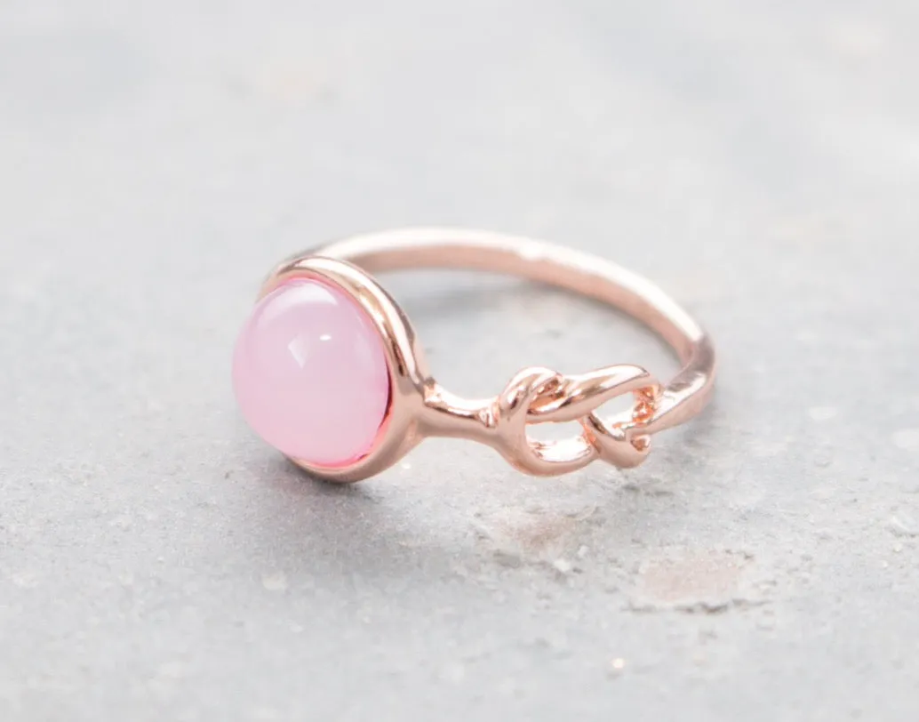 Rose Gold Pink Opal Ring