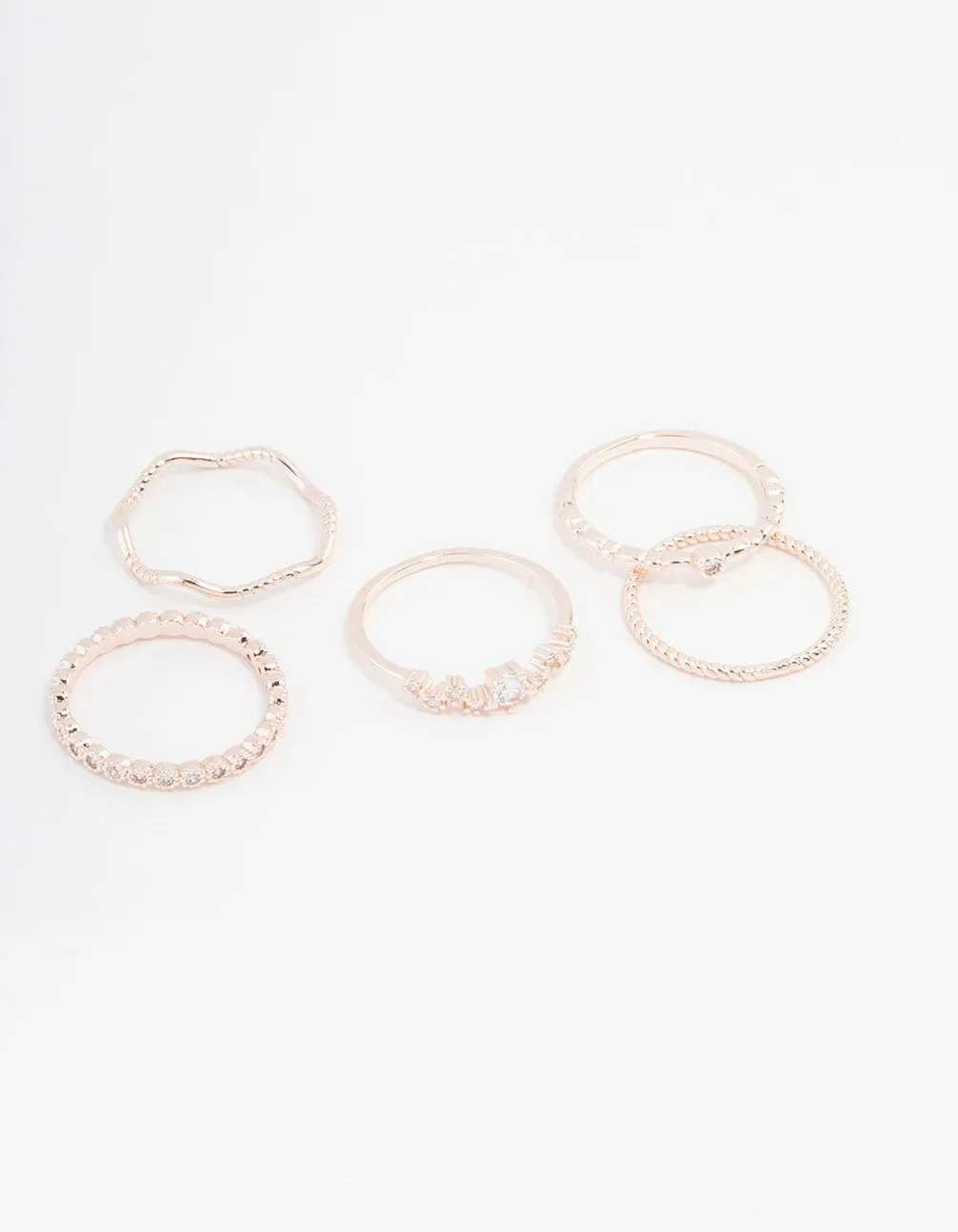 Rose Gold Plated Squiggle Ring 5-Pack