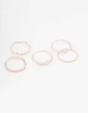 Rose Gold Plated Squiggle Ring 5-Pack