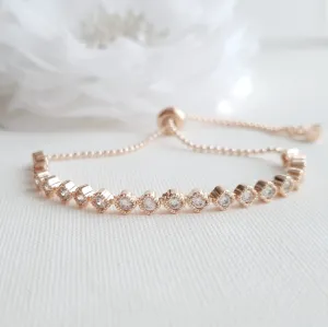 Rose Gold Sliding Bracelet for Brides-Celia