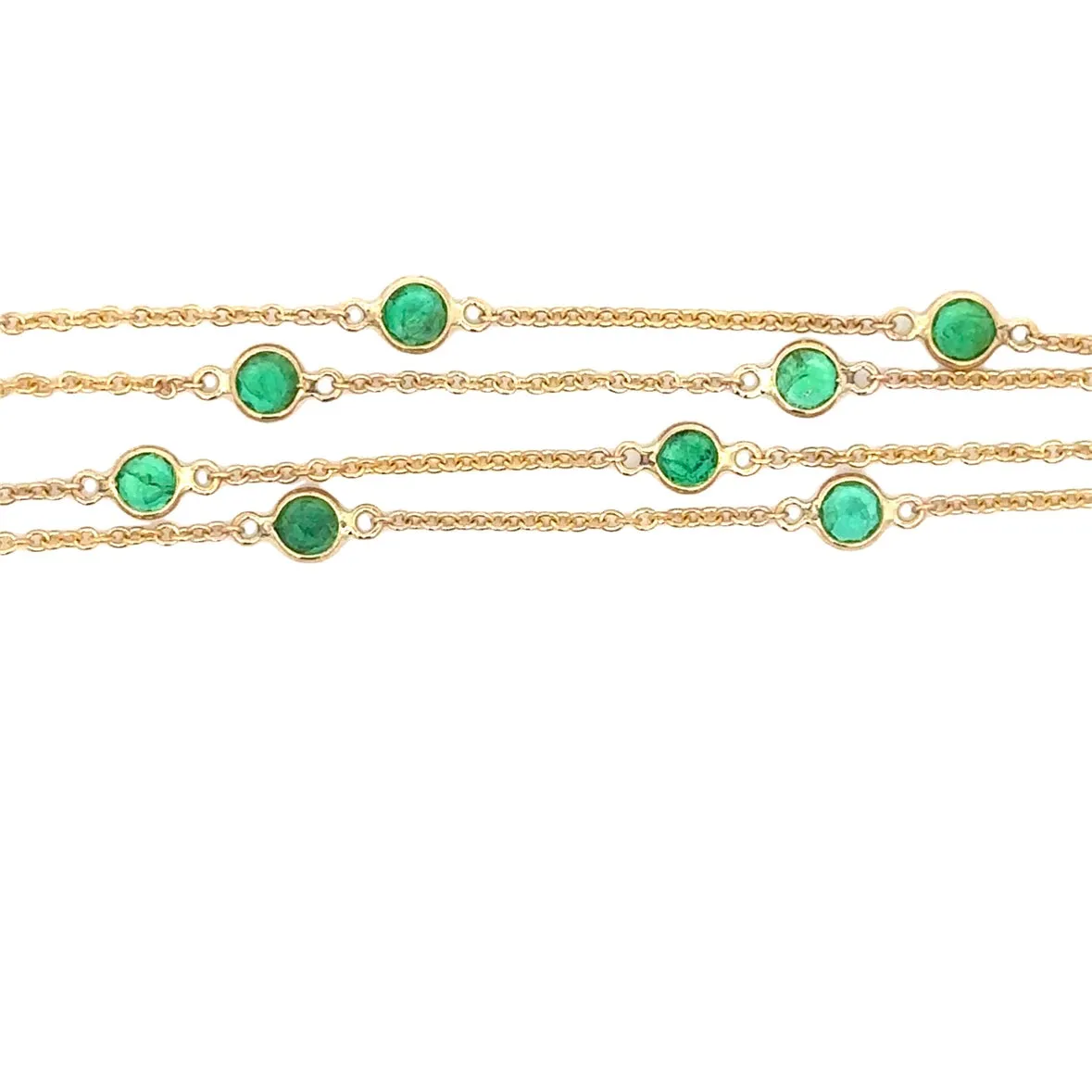 Round Emerald Channel Set Station Necklace