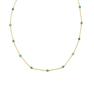 Round Emerald Channel Set Station Necklace