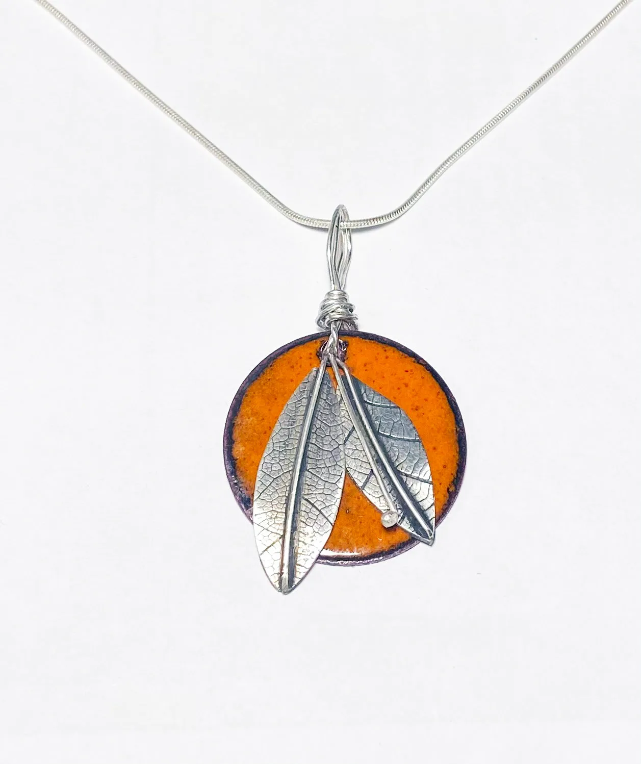 Round Enamel Pendant (Orange) JM07