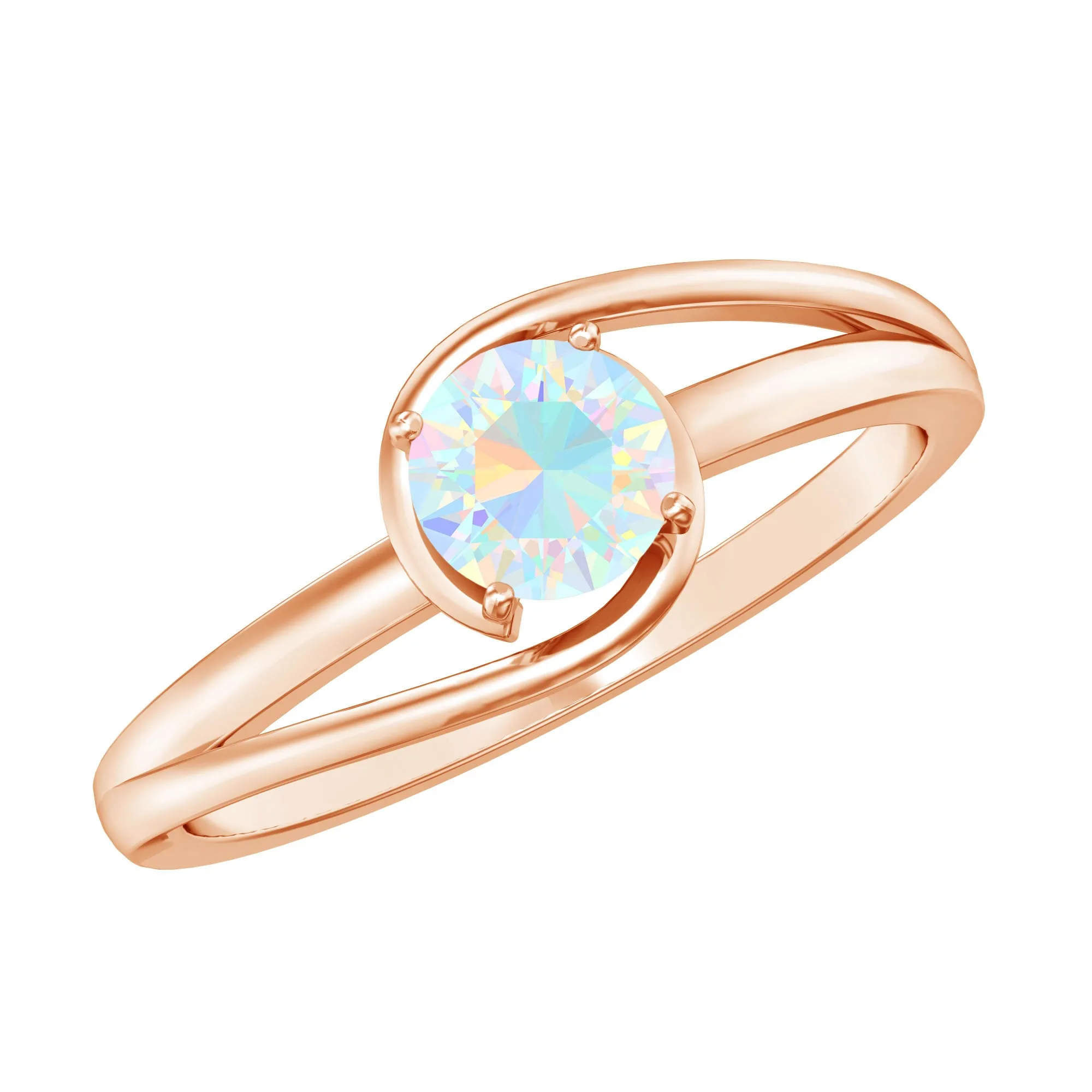 Round Ethiopian Opal Solitaire Promise Ring