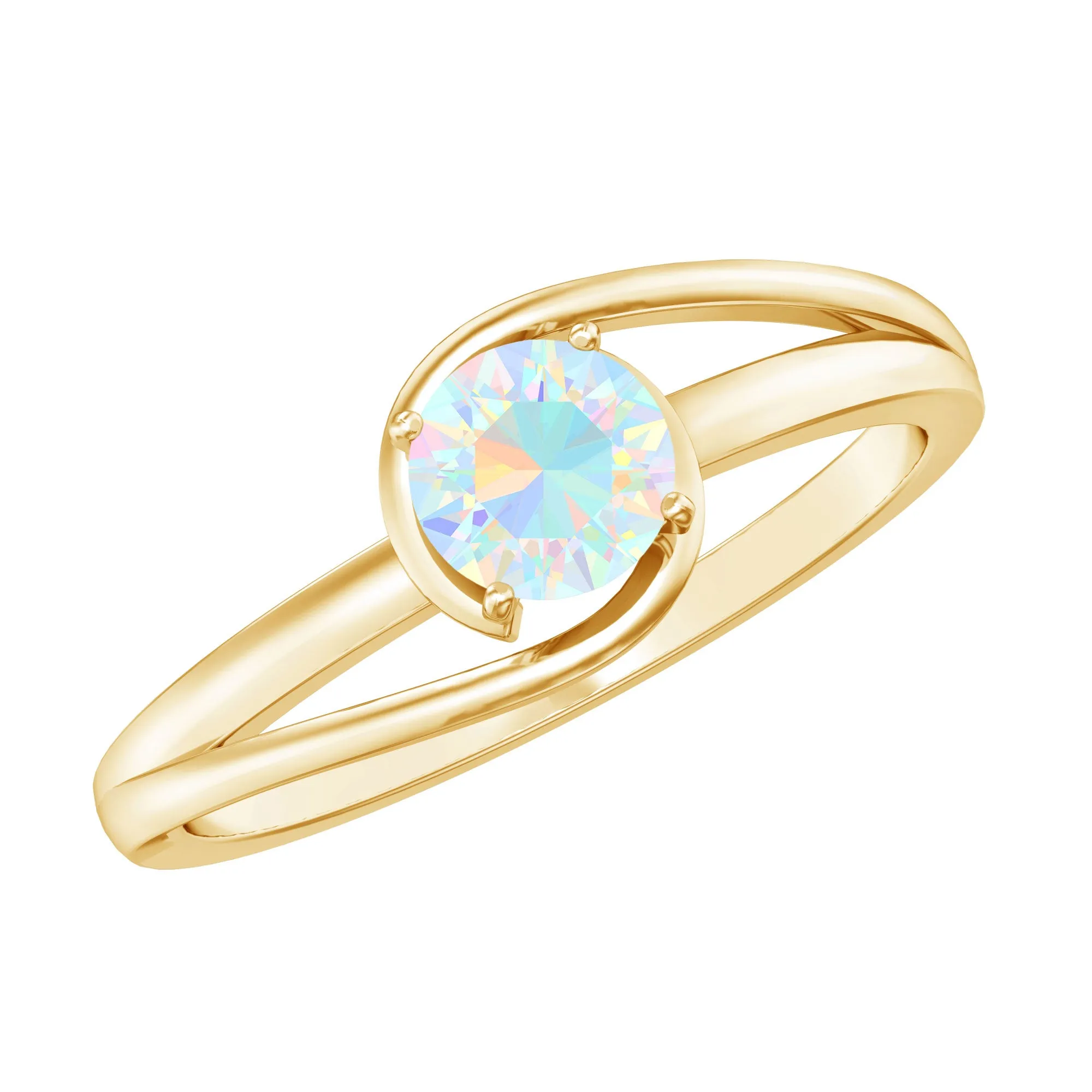 Round Ethiopian Opal Solitaire Promise Ring