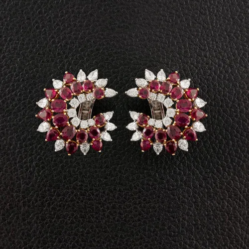 Ruby & Diamond Necklace, Bracelet & Earrings Suite