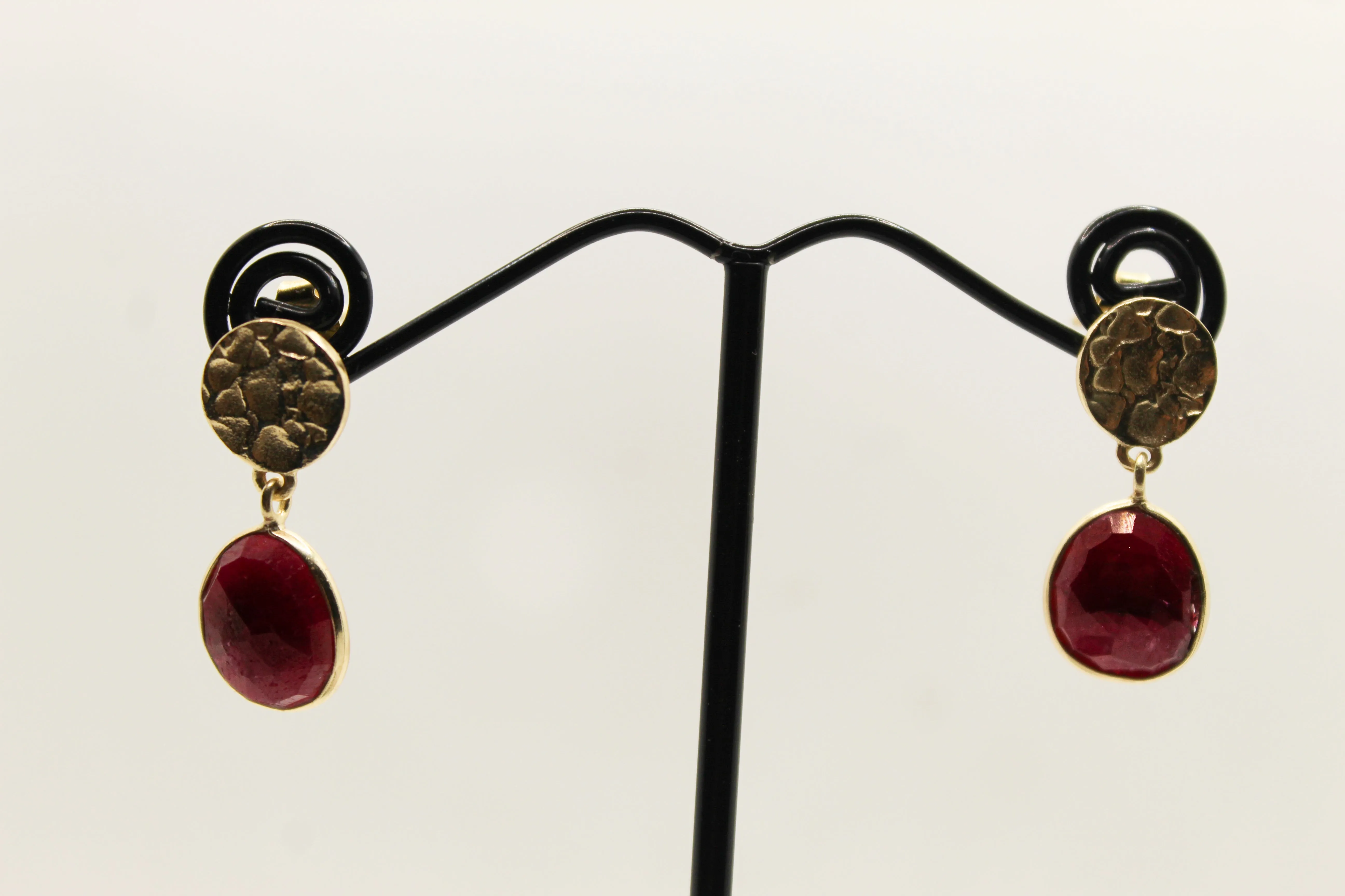 ruby gold plated earrings