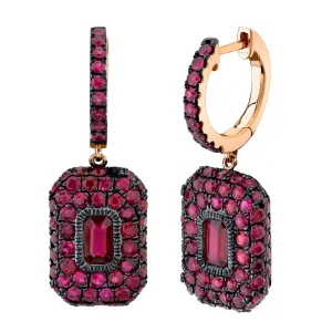 RUBY PAVE BAGUETTE DROP EARRINGS