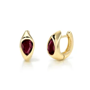 Ruby Reverse Pear Hoops