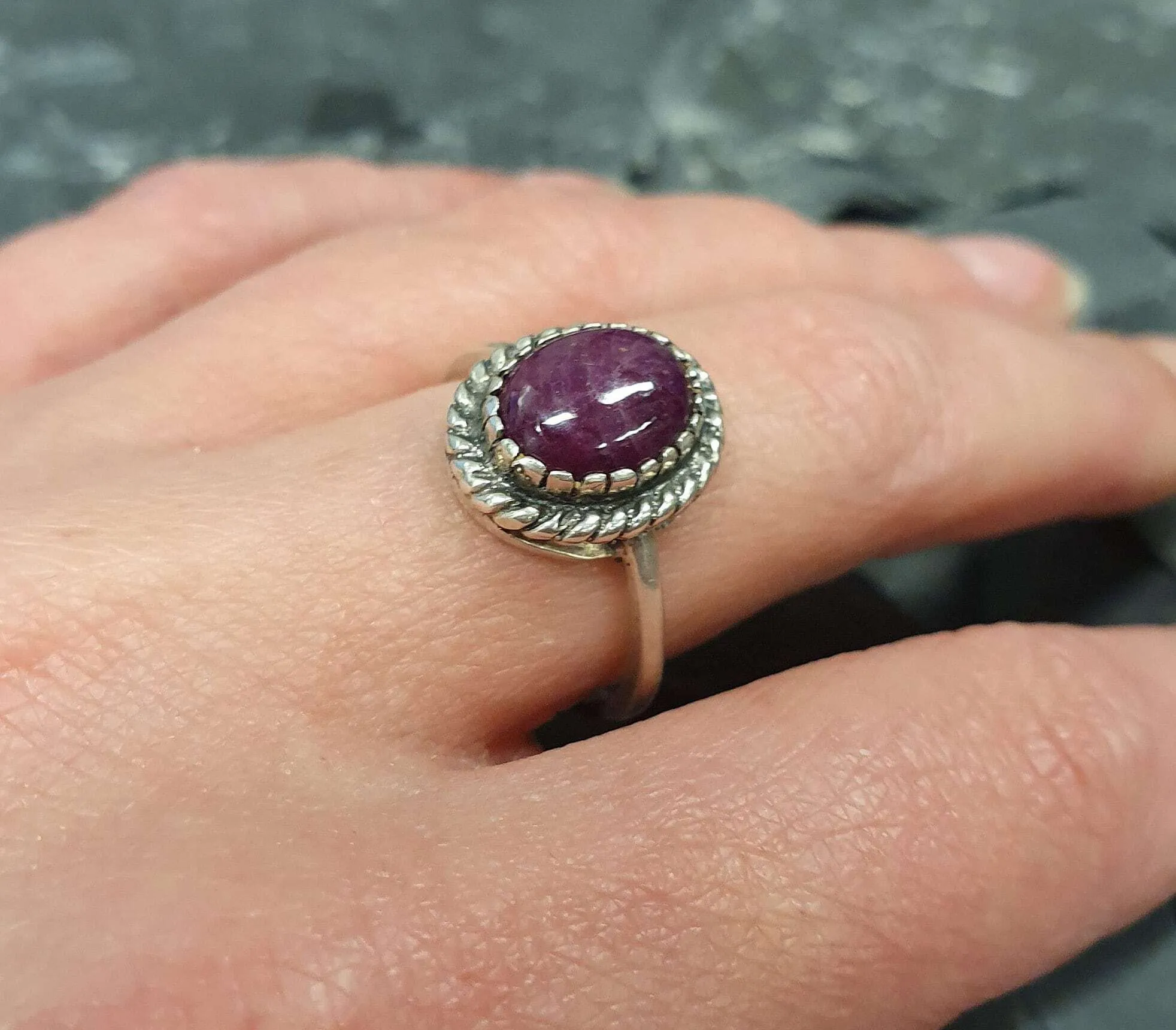 Ruby Vintage Ring - Red Oval Ring - July Birthstone Ring