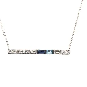 Sapphire and Topaz Diamond Bar Necklace