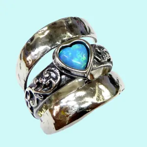 Silver Ring for woman/ Hippie ring / Blue Opal  silver ring