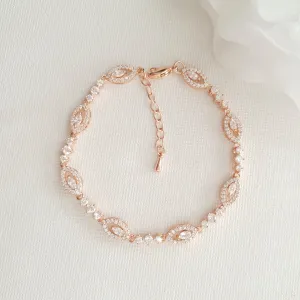 Slim Rose Gold Wedding Bracelet- Hannah