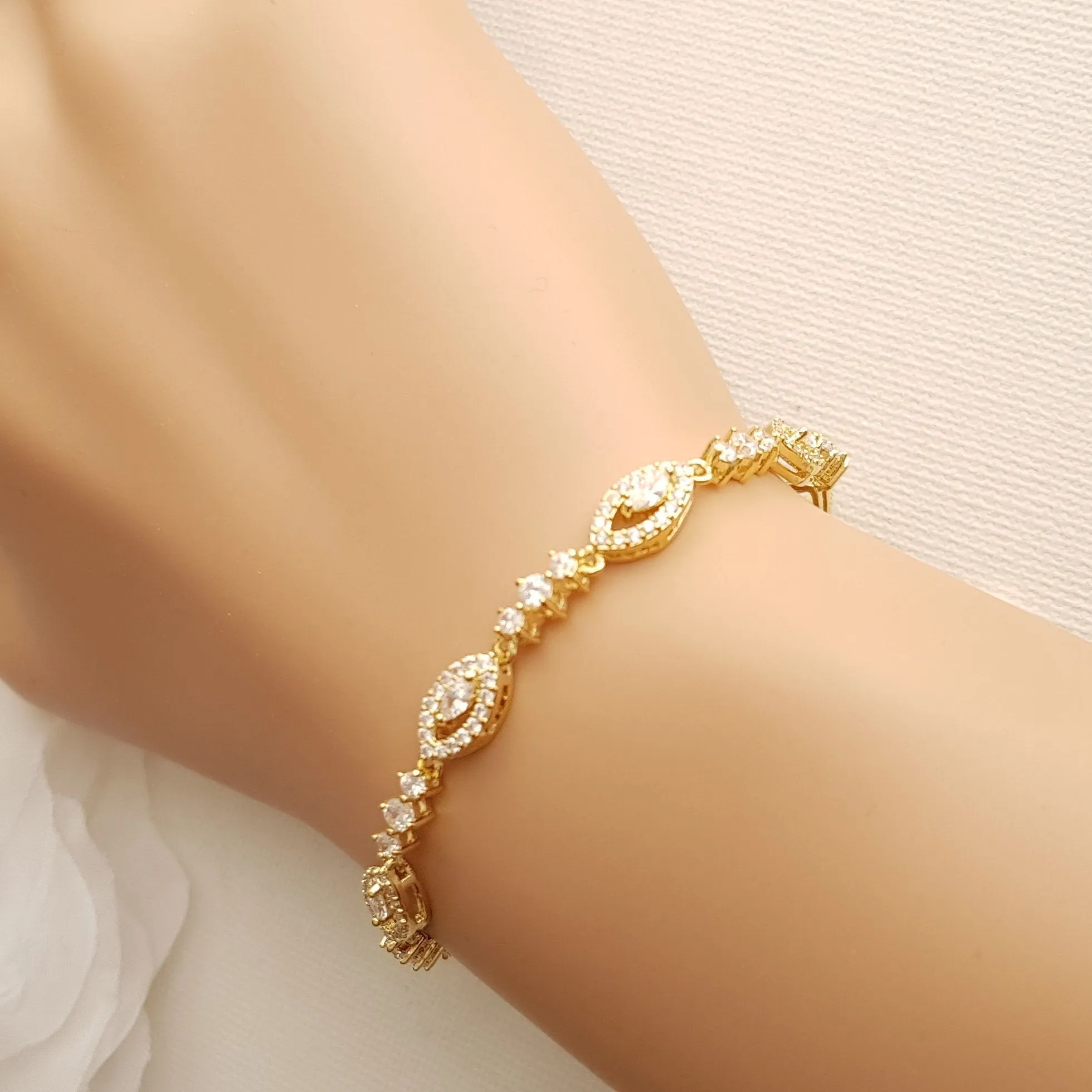 Slim Rose Gold Wedding Bracelet- Hannah