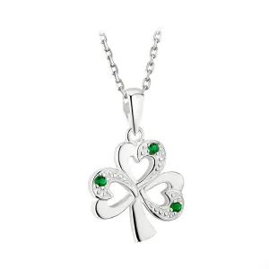 Solvar Green Crystal Shamrock Necklace