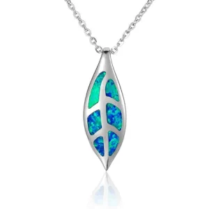 Sterling Silver Maile Pendantwith Opal Inlay