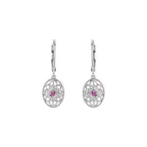 Sterling Silver Natural Ruby Lever Back Earrings