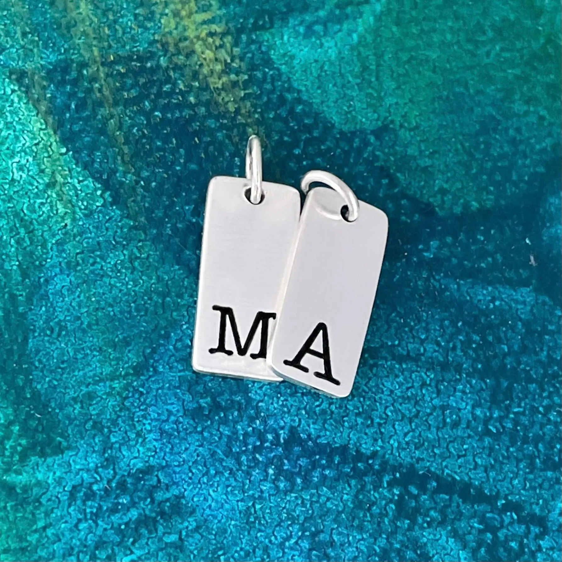 Sterling Silver Rectangle Initial Charm