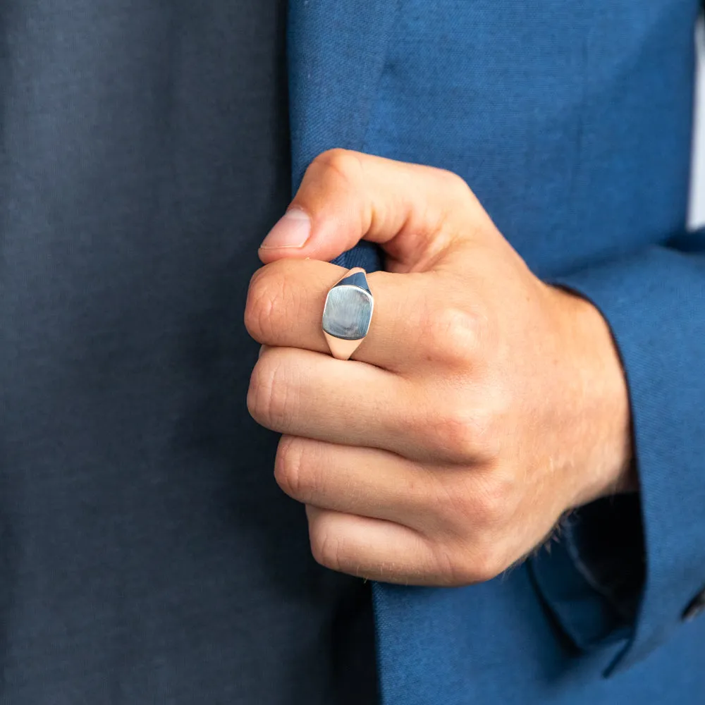 Sterling Silver Rectangle White Gents Rings