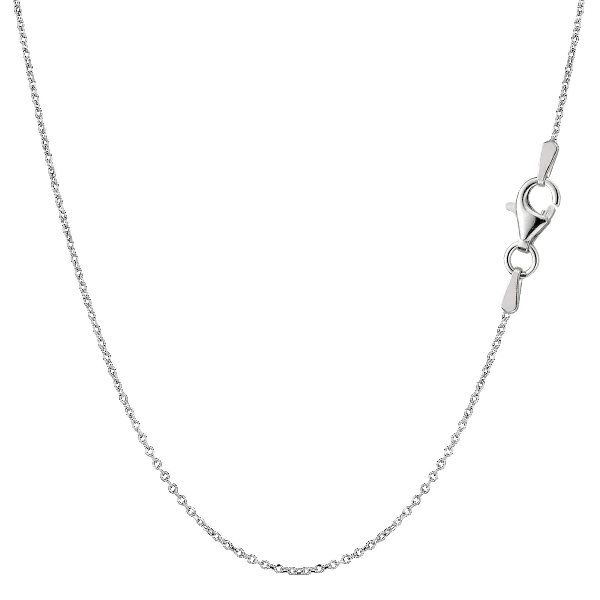 Sterling Silver Rhodium Plated Cable Chain Necklace, 0.8mm