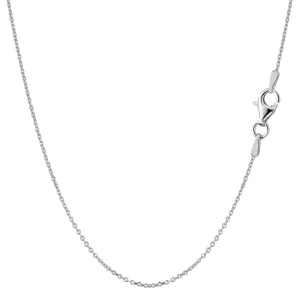 Sterling Silver Rhodium Plated Cable Chain Necklace, 0.8mm